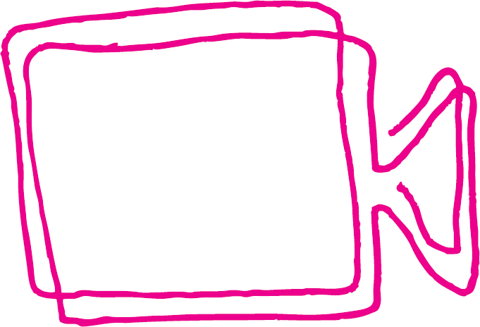 VIDEO 2 A pink and white drawing of a tv set